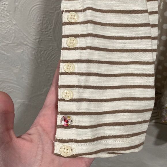 💥BOGO💥 Postmark Anthropologie White & Tan Farrago Tunic Top Size Large - Picture 6 of 9